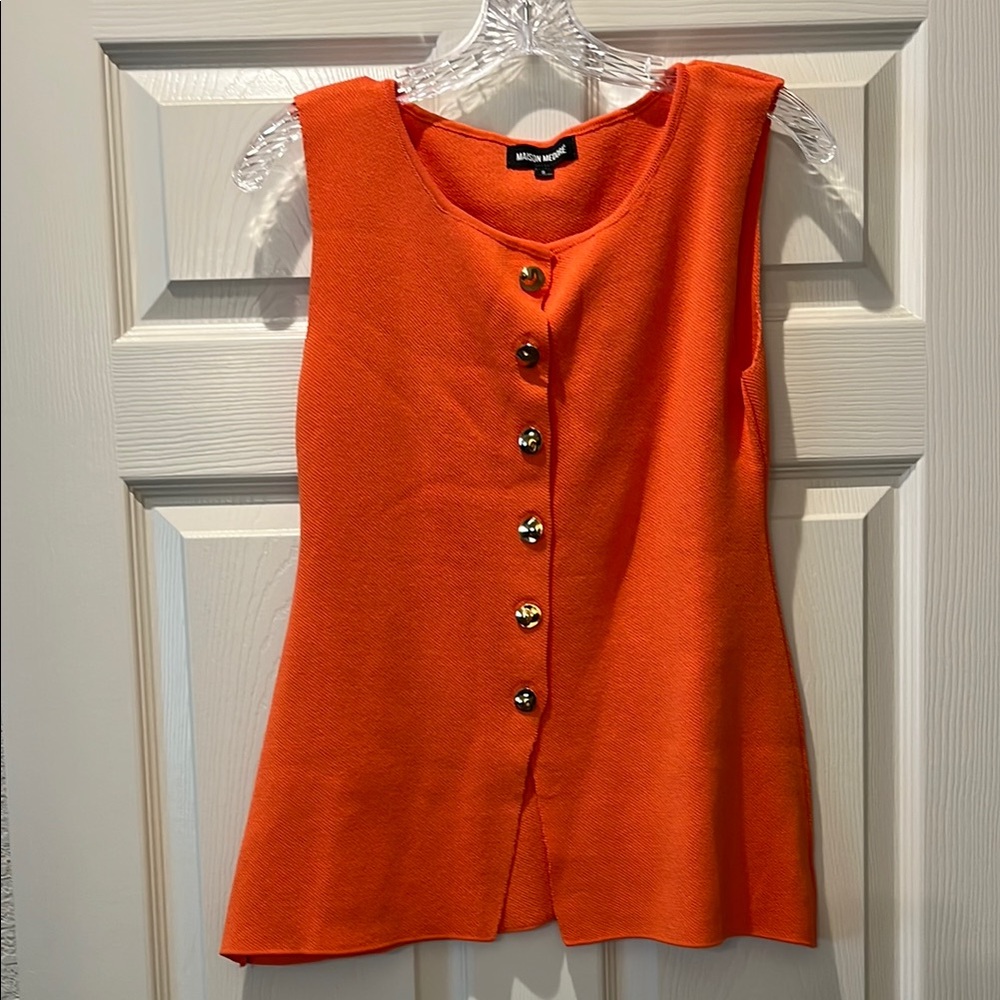 Orange gold button vest